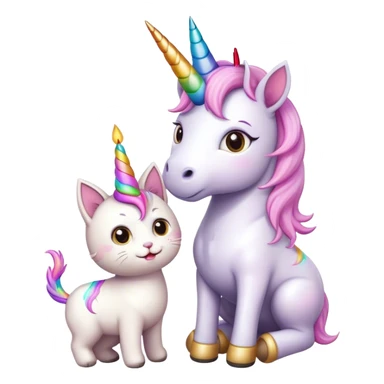 Unicorn celebrating birthday with a cute cat friend  sticker