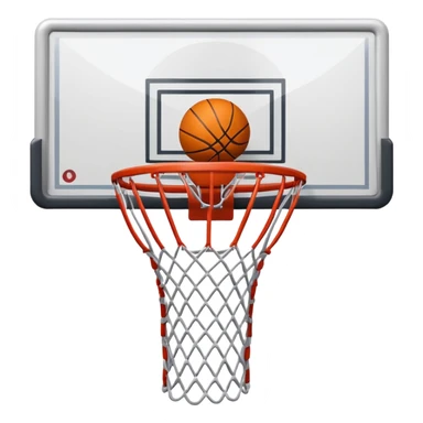 basketball hoop object icon, backboard and rim, net details, 3D cartoon, mobile game icon style, centered, clean background, no text, no watermark
 sticker