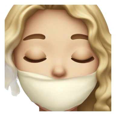 pretty light skinned brunette girl sleeping with cream under her closed eyes soft textures no background sticker