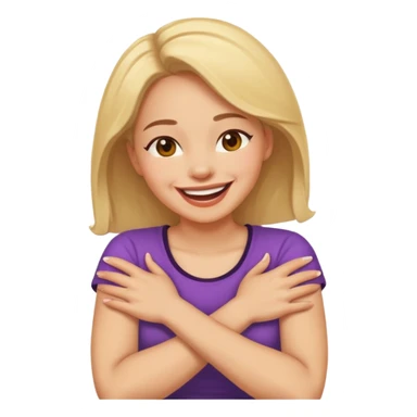 Women with crossed arms on neck laughing  sticker