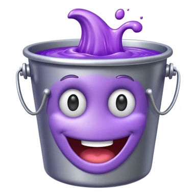 cartoon silver bucket with purple goo with a smiling happy face on the slime only sticker