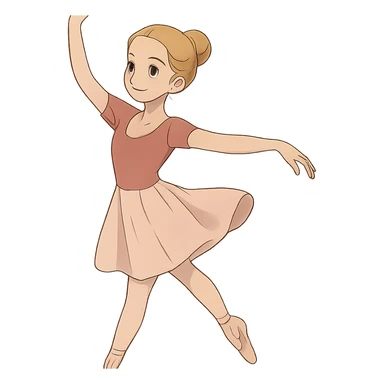 Dana Dawson with blond hair in a chignon, dance pose sticker