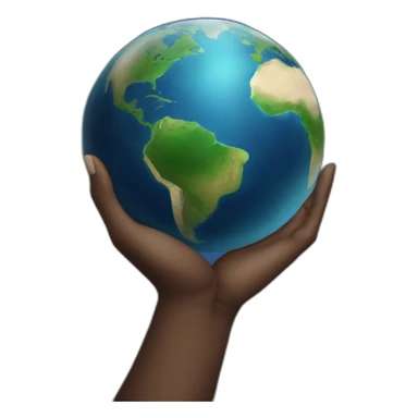 hands holding planet earth sticker
