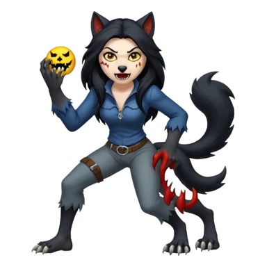 Female werewolf full body sticker