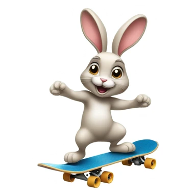French loop rabbit riding a skateboard  sticker