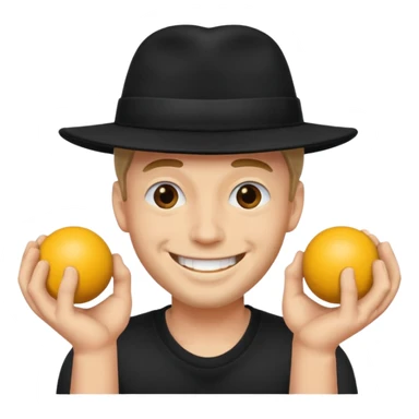 man in black hat smiling superstitiously and squeezing his balls sticker