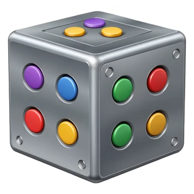 very big metal cube with standing monitors on top and many buttons sticker