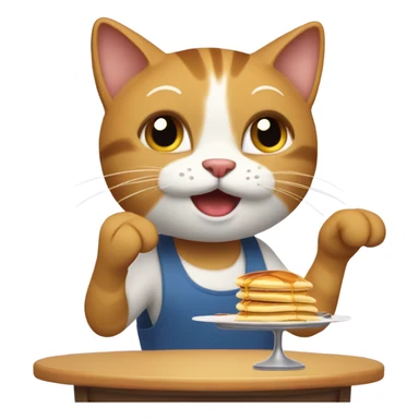 cat eating pancakes sticker