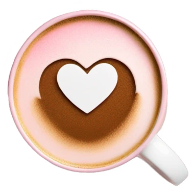 blush pink coffee cup with heart-shaped foam art on top sticker