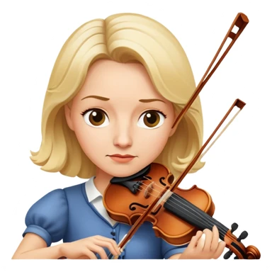 Middle-aged blonde woman playing violin, focused expression sticker