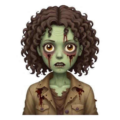 zombie woman with curly, slightly voluminous dark brown hair  sticker