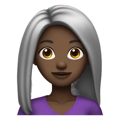 black girl with open long hairs and  purple outfit sticker