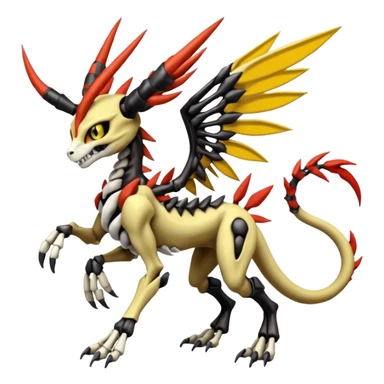 Anthro Digitigrade Cool Badass Skeletal Meloetta-Wargreymon-Renamon-Guilmon-Pokémon-Digimon-Fakémon-fusion-hybrid-creature sticker