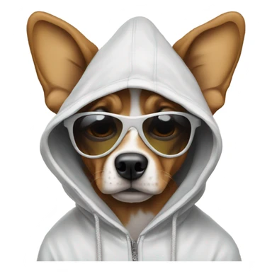Dog wearing hoodie and sunglasses sticker