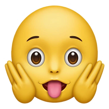 Make a emoji head js with his toung out and his hands next to his cheeks and his eyes up sticker