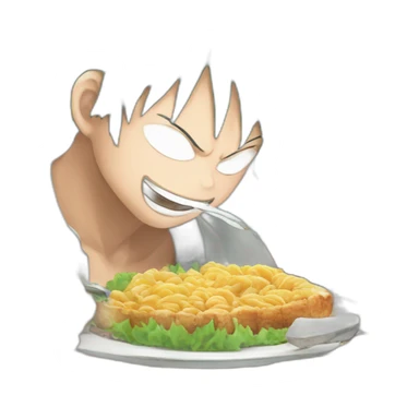 Cat eating luffy and izuku midoriya sticker