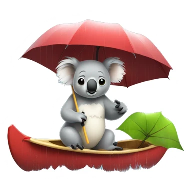 koala bear with an umbrella in a kajak in the rain sticker