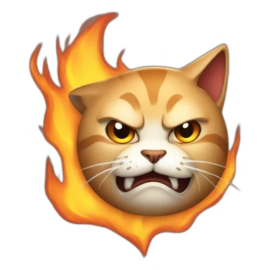 Angry cat with flame around sticker