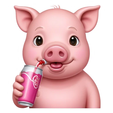 A pig drinking a soda sticker