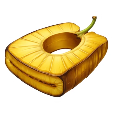 A single fried sweet plantain slice (tajada) with golden edges and a caramelized texture, looking juicy and appetizing with a glossy finish to show its frying. sticker