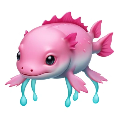 Cute Axolotle pink and aqua sticker