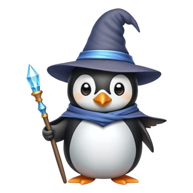 penguin wizard with pointed hat and magic wand sticker