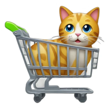 shopping cart with a cat in it sticker
