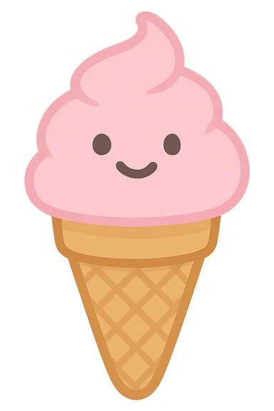 pink ice cream cone emoji, cute and sweet sticker
