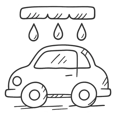 car wash icon with hand drawn outline style sticker