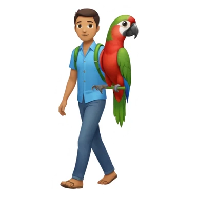 Walker + parrot on shoulder, Pet Walkers, Full body with walk pose sticker