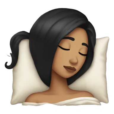 Sleeping queen black hair long and soft sticker