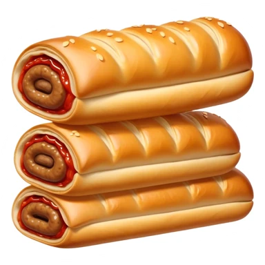 cinematic-realistic-sausage-roll-dish-emoji,-depicted-with-a-crisp,-golden-pastry-wrapped-around-flavorful-sausage,with a squeeze of tomatoe sauce on top sticker
