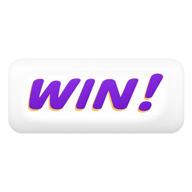Create an emoji of a white win bar with the purple and gold 'WIN!' text. Remove the gold background so the bar is isolated with a transparent background. Keep the bar's shape and text style. The style should resemble a clean, crisp emoji style with clear text and colors. sticker