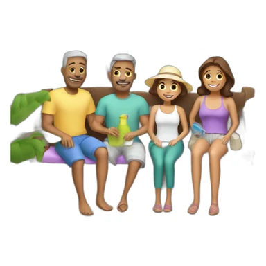 a white family vacation purple icon sticker