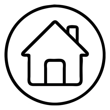 Make the house icon white, keep the round shape, ensure all lines are consistent in thickness, and use a transparent background. sticker