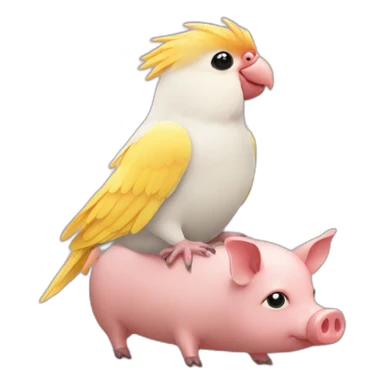 cockatiel sitting on a pig sticker