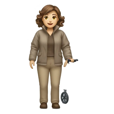 White brown haired woman with walker sticker