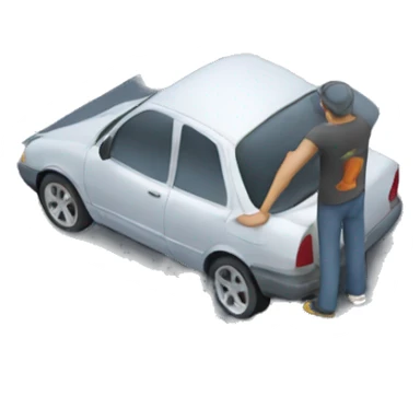 man washing a car sticker