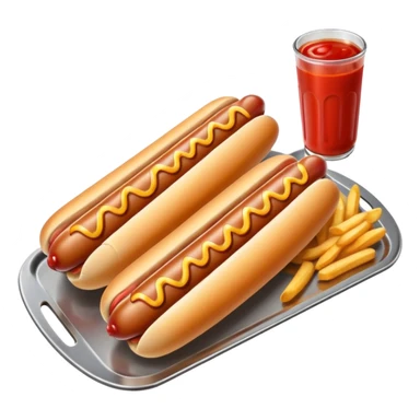 hot dog with french fries and ketchup on a tray sticker