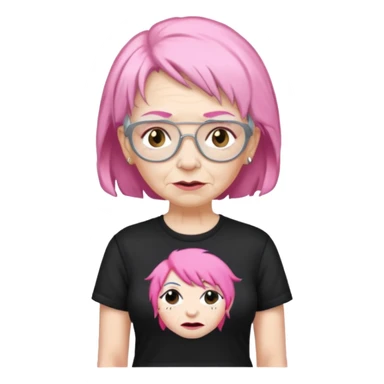 pink haired metalhead grandma sticker