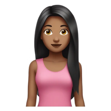 One girl with a darker skin and a pink top with long black hair   sticker