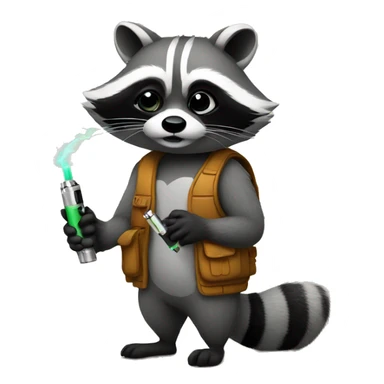 raccoon with an electronic cigarette sticker