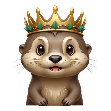 very anthropomorphic cartoon otter with highly expressive face in three-quarter profile view, exaggerated facial features, big expressive eyes, cartoony style, simple thorny stem wrapped horizontally around its forehead like Jesus Crown of thorns, very animated and emotive sticker
