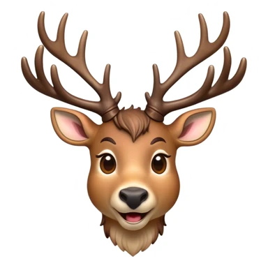 Cinematic Comical Deer Portrait Emoji, Head tilted dramatically with an exaggeratedly amused expression, featuring a sleek dappled Fur and whimsically contorted antlers, wide, expressive eyes filled with playful disbelief, Simplified yet hilariously expressive features, highly detailed, glowing with a slightly sassy glow, high shine, dramatic yet playful, stylized with an air of cheeky woodland mischief, bright and endearing, soft glowing outline, capturing the essence of a spirited and over-the-top deer, so meme-worthy it feels like it could side-eye its way into forest folklore instantly! sticker