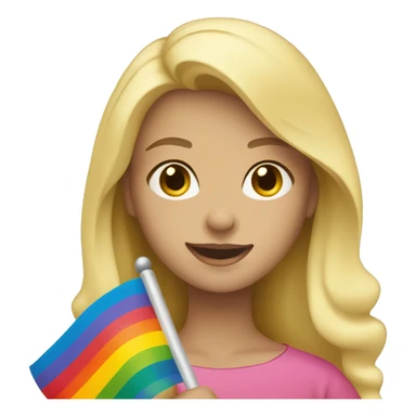 blonde holding rainbow flag sticker