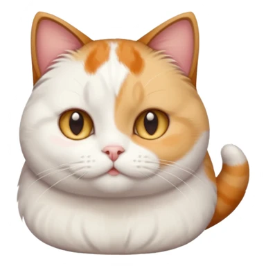 calico and white cat with small head, hazel eyes, and short but chubby body sticker