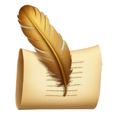 a feather quill and an open SCROLL sticker