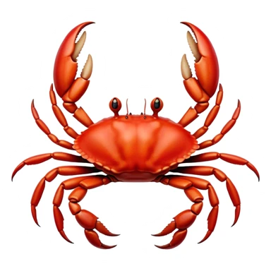 Cinematic Realistic Noble Crab Portrait Emoji, Poised and commanding, with a robust, angular build and a vividly red, textured exoskeleton naturally forming a distinctive face with expressive eyes, rendered in lifelike detail with realistic sandy accents, high shine, intelligent and resolute, styled with an air of coastal authority, focused and attentive, soft glowing outline, capturing the essence of a watchful and confident crab that appears ready to scuttle out of the screen with effortless power! sticker
