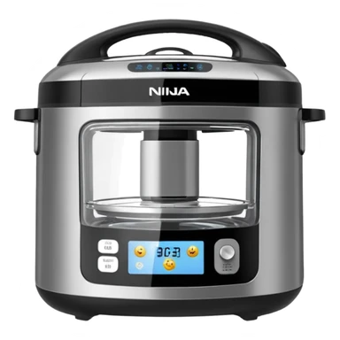 A highly realistic emoji-style illustration of the Ninja Combi all-in-one multicooker, shown front-facing. Stainless steel body with a large glass door. sticker