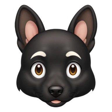 A black not hairy dog with its ears up with a bit of white on its face ￼￼ sticker